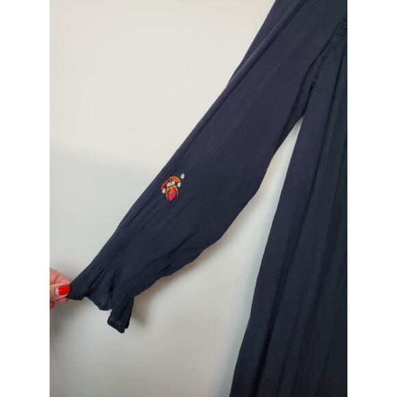 Free People Small Dress Black Mohave Embroidered‎ Mini Tunic Lace Long Sleeve - Picture 15 of 16